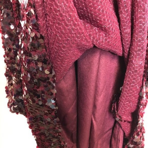 NWT WAYF Sequin Evening Gown Maroon Sparkle - Picture 9 of 10
